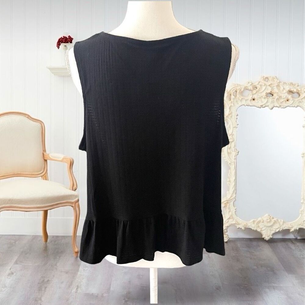 Torrid Black Texture Knit High Neck Ruffle Crop Top Sz 1X - Picture 4 of 8